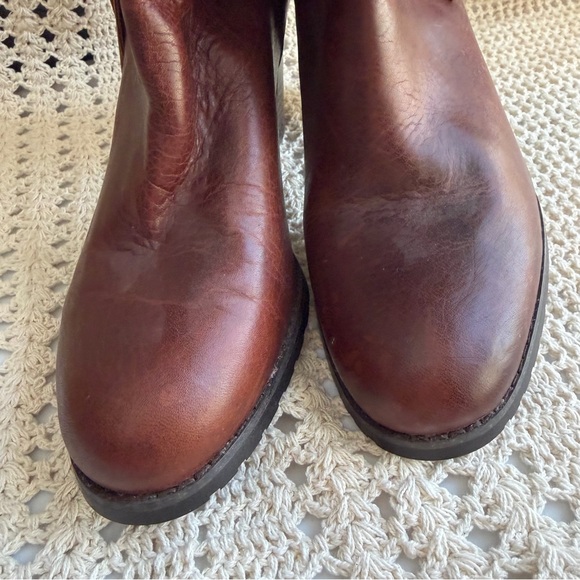 Lauren Ralph Lauren Carah Leather Booties Brown Boots Tassel Size 8 - Picture 7 of 10